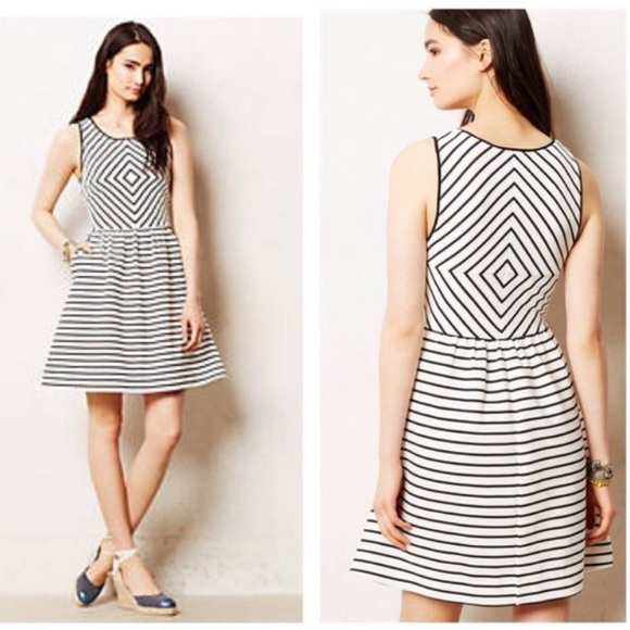 Maeve anthropologie black and white striped dress - Picture 1 of 9